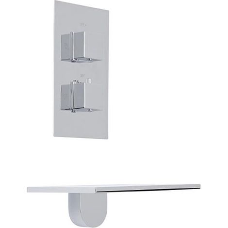 Milano Blade Wall Mounted Waterfall Bath Filler Tap and Twin Thermostatic Mixer Shower Valve - Chrome (1/5)