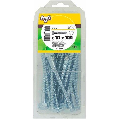 Tirefond acier zingué Ø 10 x L 100 mm - Paquet de 25 - Maxiburo (1/2)