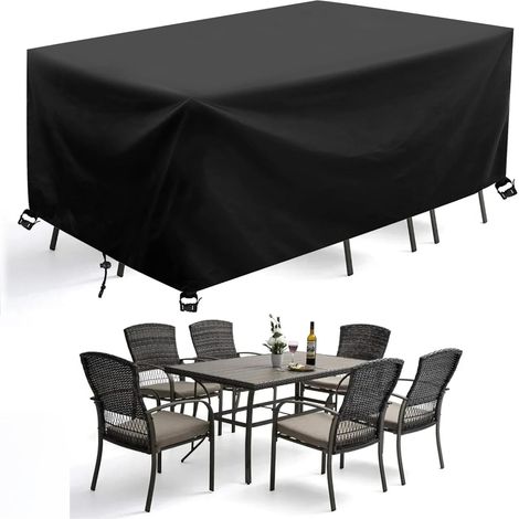 Housse de protection d'extérieur pour Meubles Jardin 210D Chaise Table 270x180x89cm Noir (1/5)