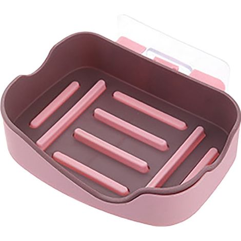 Porte-savon - Fixation Adhésive Sans Perçage - Égouttoir Double Couche - Pour Savon Solide Cuisine Salle De Bain - 13 x 9,5 cm - PP - 1 Pièce (1/5)