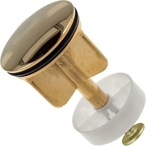 Schläfer 40510116 Tappo Saltarello Universale per Scarico piletta 1"1/4 del Lavandino Bagno, Bidet, Vasca e Cucina, Diametro Ø 4 cm, altezza - 6/8 cm, con filtro ferma capelli, Finitura Oro lucido