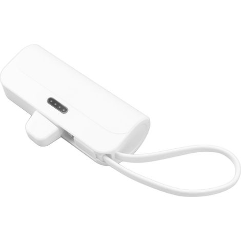 Mini chargeur portable multifonctionnel avec câble intégré pour interface iOS type C, batterie externe mini USB C 2 en 1 pour les situations d'urgence (1/5)