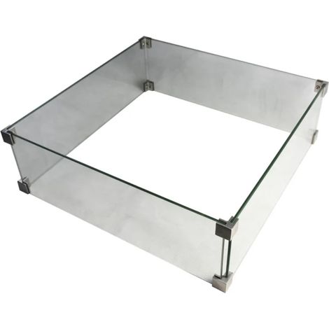 Elementi Feuerschutz Glasumrandung für Gasfeuerstelle "Capertee", transparent, 66 x 66 x 18 cm (L x B x H)