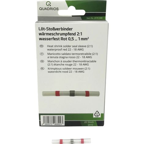Quadrios 2011C399 Stoßverbinder 0.5 mm² 1 mm² Vollisoliert Rot 20 St. (1/3)