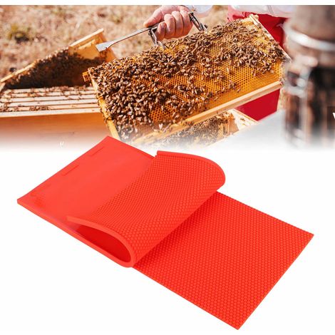 Set aus 2 Blättern 5,4 mm Bienenwachs, geprägter Gummiwachsform, rotes Imkerzubehör. (1/5)