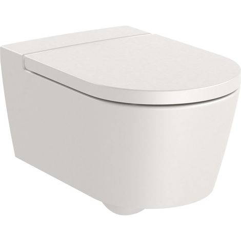 Pack Cuvette suspendue Rimless (sans bride) "Inspira Round" avec abattant frein de chute, déclipsable - Beige (1/4)