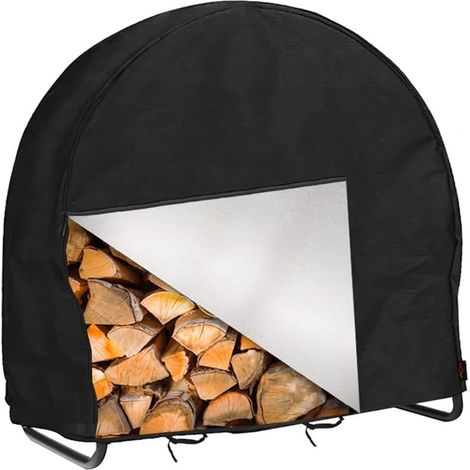 Noire，Housse de Protection pour râtelier à Bois, 122 x 61 x 124 cm, Ronde, en Tissu Oxford, imperméable, résistante aux UV, Toutes Saisons (1/5)