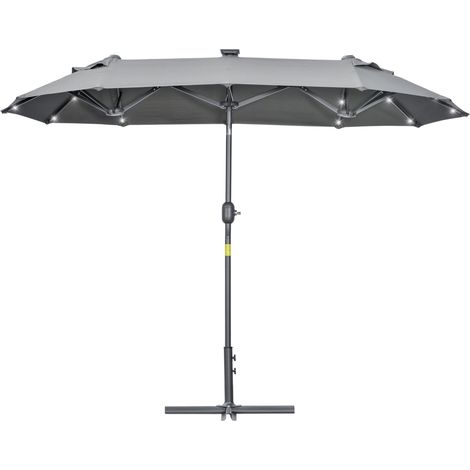 Ombrellone Doppio da Giardino 295x150x219 cm in Acciaio e Poliestere Grigio (1/5)