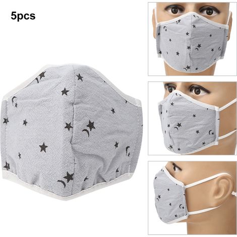 Lot de 5 masques enfant antibuée lavables respirants gris, protection anti-poussière couvre-bouche réutilisable