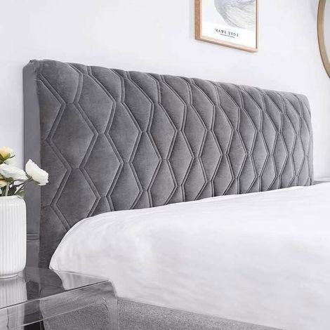 Housse Tête De Lit 140, Protecteur Housse Tête De Lit avec Côté Extensible, Housse De Tête De Lit Lavable Anti-poussière (Color : Dark Gray, Size : 140cm) (1/4)
