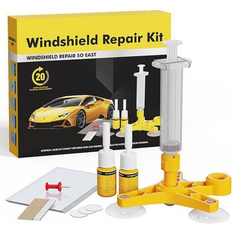 Kit de Réparation de Verre Fissuré,Kit Reparation Pare Brise,Windshield Repair Kit,Colle Pare Brise Voiture,Toile D'araignée,étoile (1/4)
