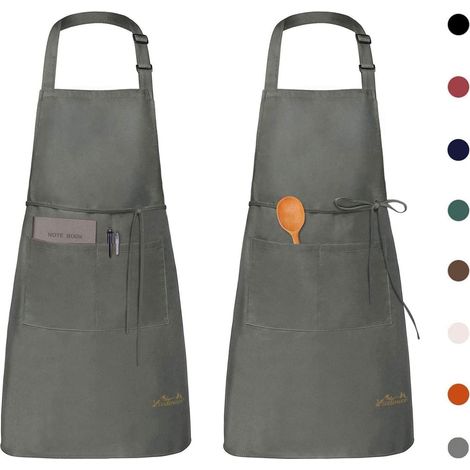 2 Pack Tabliers de Cuisine,Tablier Réglable avec Poches pour Cuisine Familial, Restaurant Jardin Barbecue école Café Tablier pour Chef Boulanger Serveurs Serveuse (1/5)