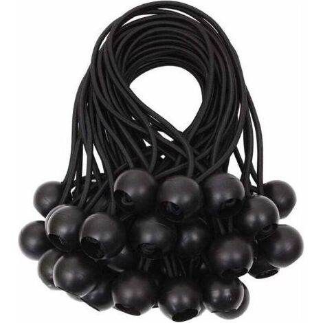 Tendeur de bâche Tendeurs à boule tendeur élastique tendeur en caoutchouc pour bannière, bâche, pavillon, tente, rideaux Harnais d’extension, support de bâche Blanc, 15cm (Noir, 40pcs) (1/5)
