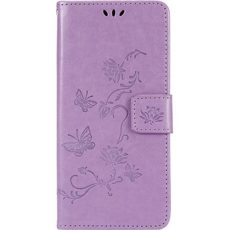 Étui portefeuille pour Samsung Galaxy S20 FE - Motif fleurs et papillon - Violet - Coque avec rangement cartes (1/5)
