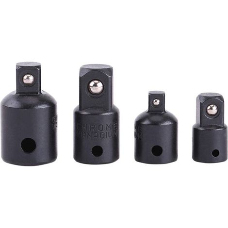 Adaptateur de Douille 4 pcs à Chocs Ensemble Réducteur Adaptateur Clé à Cliquet Conversion Tournevis à Chocs en Acier Au Chrome Vanadium 1/4" à 3/8", 3/8" à 1/2", 1/2" à 3/8", 3/8" à 1/4"