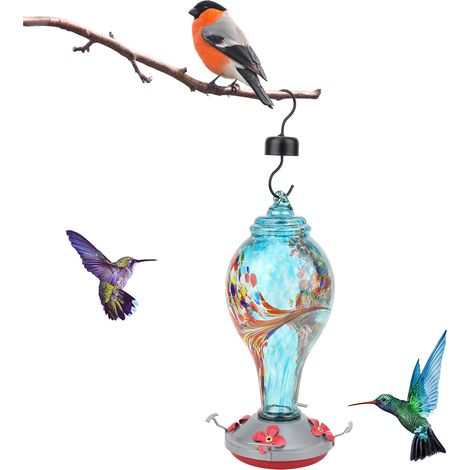 Nourrisseur à colibris, nourrisseur pour oiseaux, nourrisseur en verre coloré T2 (1/4)