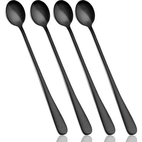 Cuillères à thé glacé, à café ou à crème glacée, en acier inoxydable, avec manche de 23 cm (lot de 4).