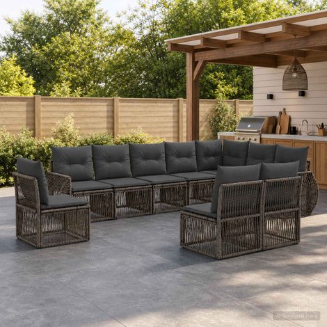 Set Divano da Giardino 10 pcs Grigio e Grigio Scuro polyrattan vidaXL (1/5)