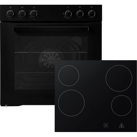 Backofen Herdset Einbau Matt Schwarz Kochfeld Rahmenlos 72L Respekta HS2001MS-26 (1/5)
