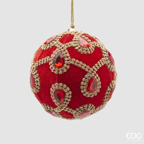 EDG Enzo De Gasperi Palla Natale Gemme Velluto D 10 Cm Red 1 Pz (1/5)