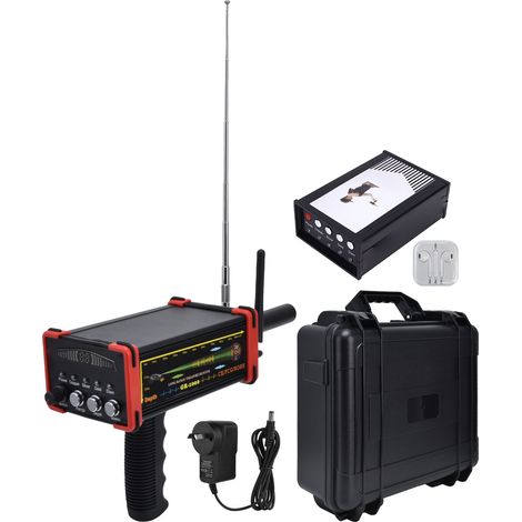 Détecteur de métaux longue portée 1000m, profondeur 30m, chercheur de trésor souterrain pour prospection, fiche AU 100V-240V, rouge (1/5)