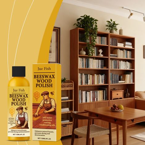 Cire d'abeille pour polir et revitaliser le bois : nettoie la poussière en surface et ravive l'éclat du bois convient à divers usages domestiques – 120 ml (1/5)