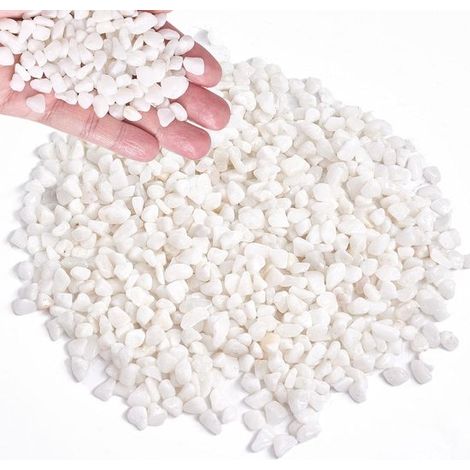 Galets décoratifs blancs, 1,8 kg, gravier de 0,8 à 1 cm pour jardin, gravier décoratif et aménagement paysager (1/5)