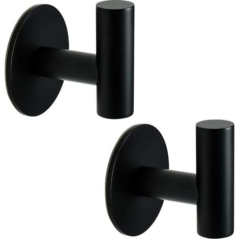 Towel Hook Self Adhesive Hooks Heavy Duty Waterproof Coat Hanging Wall Mounted Robe Hooks for Bathrooms Shower Kitchen Hotel- SUS304 Stainless Steel Brushed Brass 2 Pack Black (1/5)