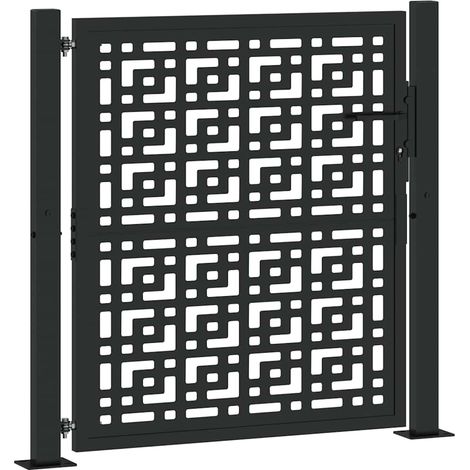 Portail de jardin noir 100x100 cm en acier avec croix (1/5)