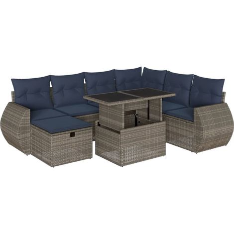 Maison Exclusive - Set Divani da Giardino 8 pz con Cuscini Grigio in Polyrattan (1/5)