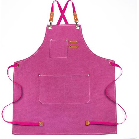 (Rosa) Cowboy-Schürze mit Taschen für Friseure, Maler, Gärtner, Haarstylisten für Damen und Herren
