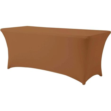 Stretch Tischdecke rechteckig 183cm Braun mit Beintaschen