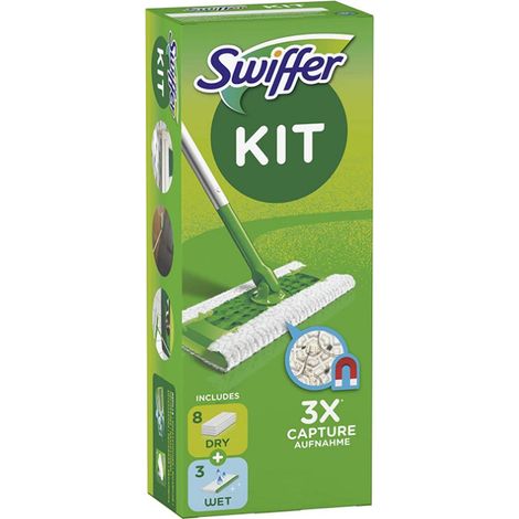 KIT SWIFFER SCOPA + 8 PANNI CATTURA POLVERE