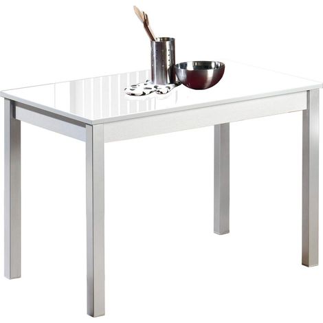 Table de Cuisine, métal, Blanc, 90 x 50 cm (1/2)