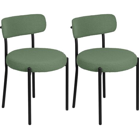 Haloyo® Set di 2 sedie da pranzo con gambe in metallo, ideali per cucina e sala da pranzo, 50x50x75 cm, verdi (1/5)