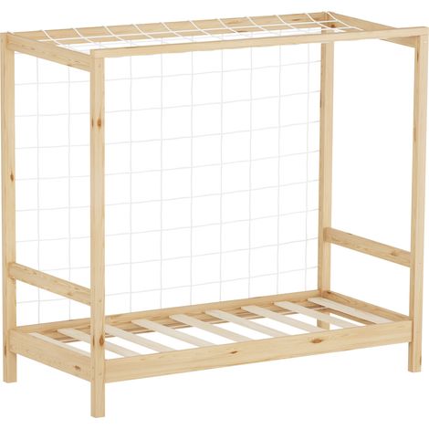 ML-Design Letto per Bambini 70x140 cm a Forma di Porta da Calcio e Pallamano, Letto Singolo in Legno Massello di Pino Naturale con Rete a Doghe, Letto Sportivo Basso, Giroletto Cameretta (1/5)