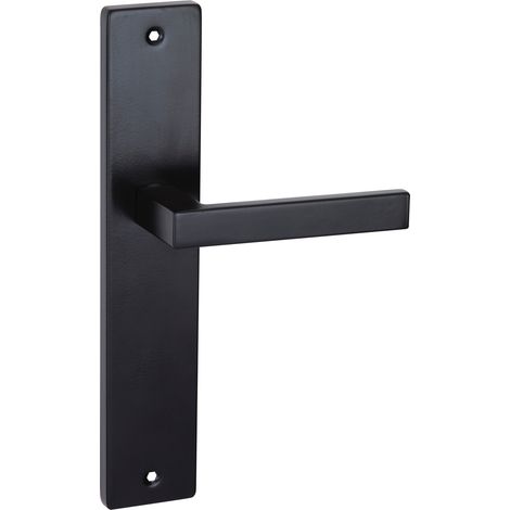 Manilla puerta interior/exterior acero inoxidable negro placa rectangular 260mm