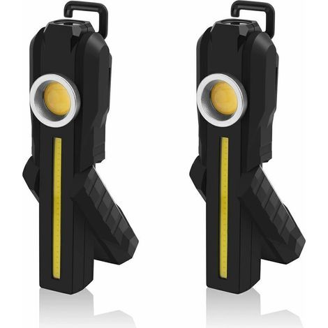 Lampe de Travail LED, Lampes de Travail COB Rechargeables avec Support Base Magnétique Crochet de Suspension 4 Modes Lampes de Poche LED Lumineuses Lampe d'Inspection pour Réparation de re - Crezuo (1/3)