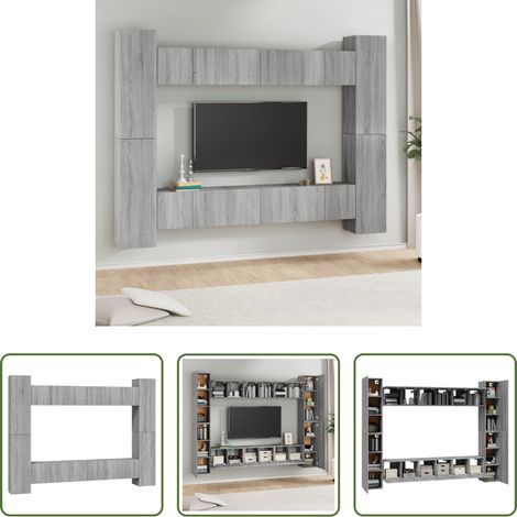 vidaXL Wandmontage - 10-tlg. TV-Schrank-Set Grau Sonoma Holzwerkstoff (1/5)