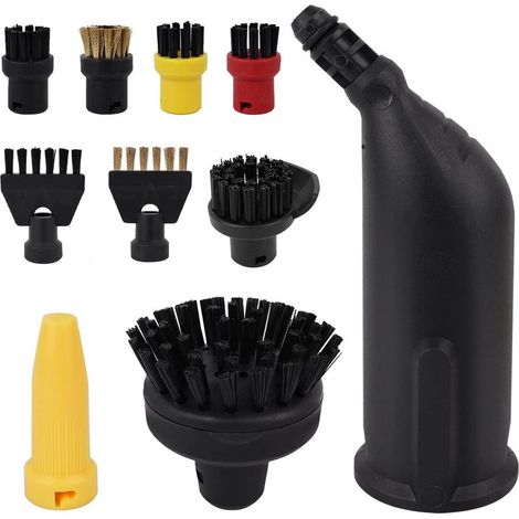10 Pièces Accessoire pour Karcher Nettoyeur Vapeur, Rondes Grande Brosses, Buse, Brosses Plates, Brosses, Brosse Ronde avec Grattoir, pour Karcher SC1 SC2 SC3 SC4 SC5 CTK10 CTK20 (1/5)