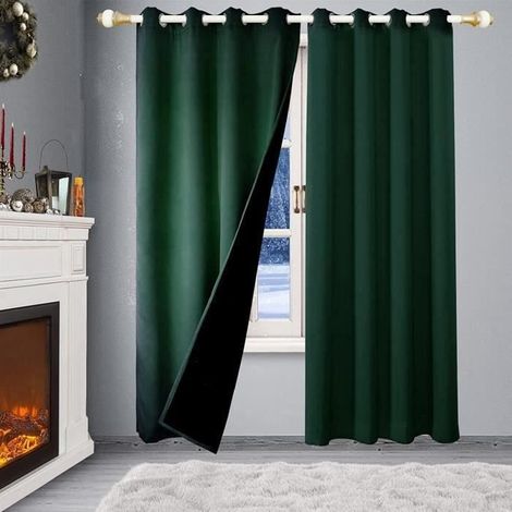 Rideaux occultants - HAOPYOU - L140 x H224 cm - Isolation thermique - Couleur verte - 1 pièce (1/4)