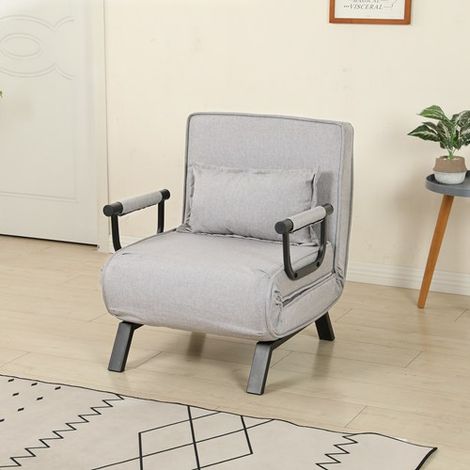 WestWood Sofa Bed 4-in-1 Convertible Recliner Chair Sleeper Lounger Folding Guest Bed 6-Position FSB14 Light Grey (1/5)