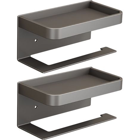Porte-papier toilette mural en 2 pièces, boîte à papier toilette, porte-papier toilette intégré moderne, rangement décoratif pour la maison, gris (1/4)