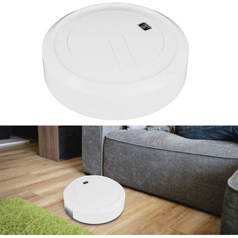 Wiederaufladbarer, kabelloser Saugroboter mit starker Saugkraft und automatischer Kehrfunktion für Hartböden und Kurzflorteppiche. Gehäuse aus ABS-Metall, 23 cm Durchmesser, 6 cm Höhe, 1200-mAh-Lithiu (1/5)