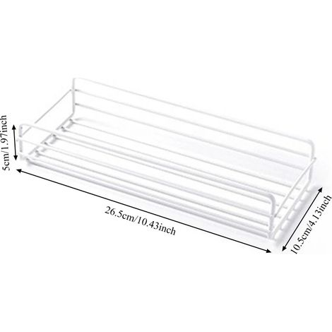 Étagère murale (BLANC) sans perçage pour salle de bain, cuisine, dortoir : panier de rangement suspendu, étagère étanche avec adhésif puissant (1/5)