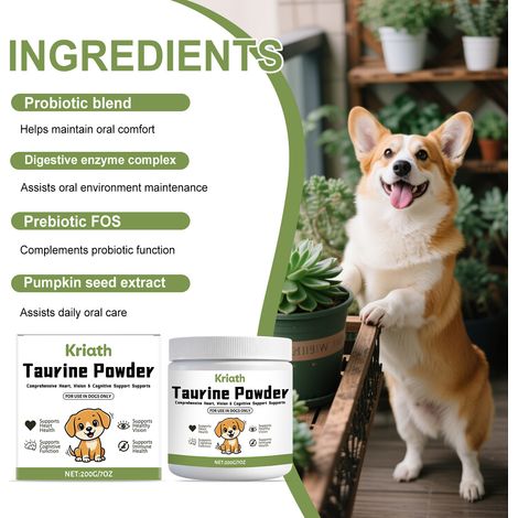 Poudre de taurine pour chiens : formule douce et confortable pour l'alimentation quotidienne de votre chien – 200 g (1/5)