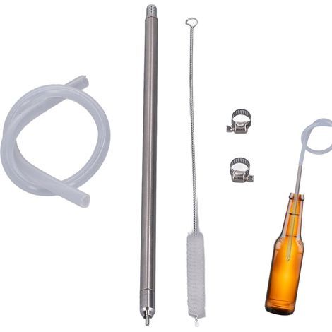 Sifone automatico per imbottigliamento con spazzola, riempitrice per bottiglie a molla in acciaio inox da 33 cm, riempitrice per bottiglie di birra a molla - AquaForge (1/5)