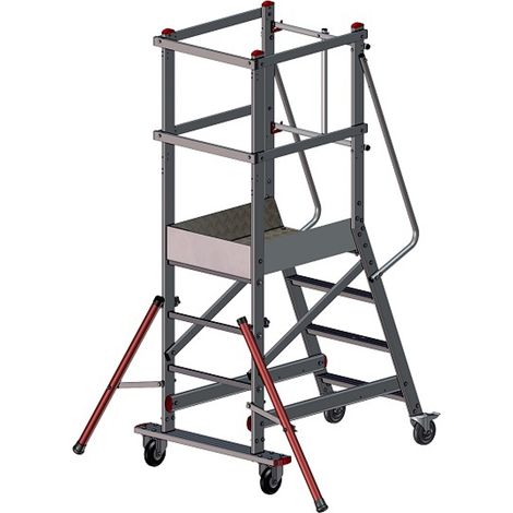 PROVOST - Escabeau sécurisé en aluminium monobloc - 4 marches avec garde-corps