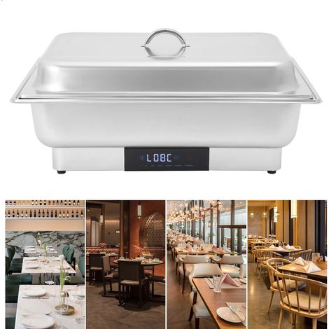 Chauffe-plats électrique, 600 W, 35-90 °C et écran tactile, chauffe-plats de buffet en acier inoxydable avec écran tactile et affichage numérique