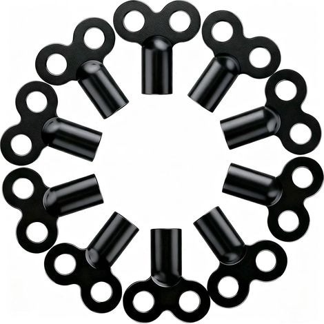 Clé de purge, 10 clés de purge de radiateur - Tous les radiateurs Robuste 5 mm Alliage de zinc Clé pour purger Aération de tous les radiateurs possible Clé de radiateur noire (1/5)